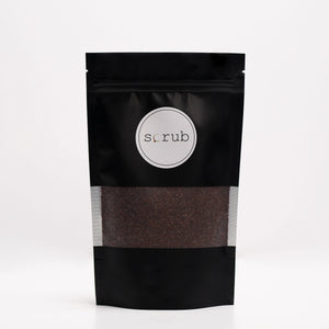 Chocolate Body Scrub in Black Resealable Bag